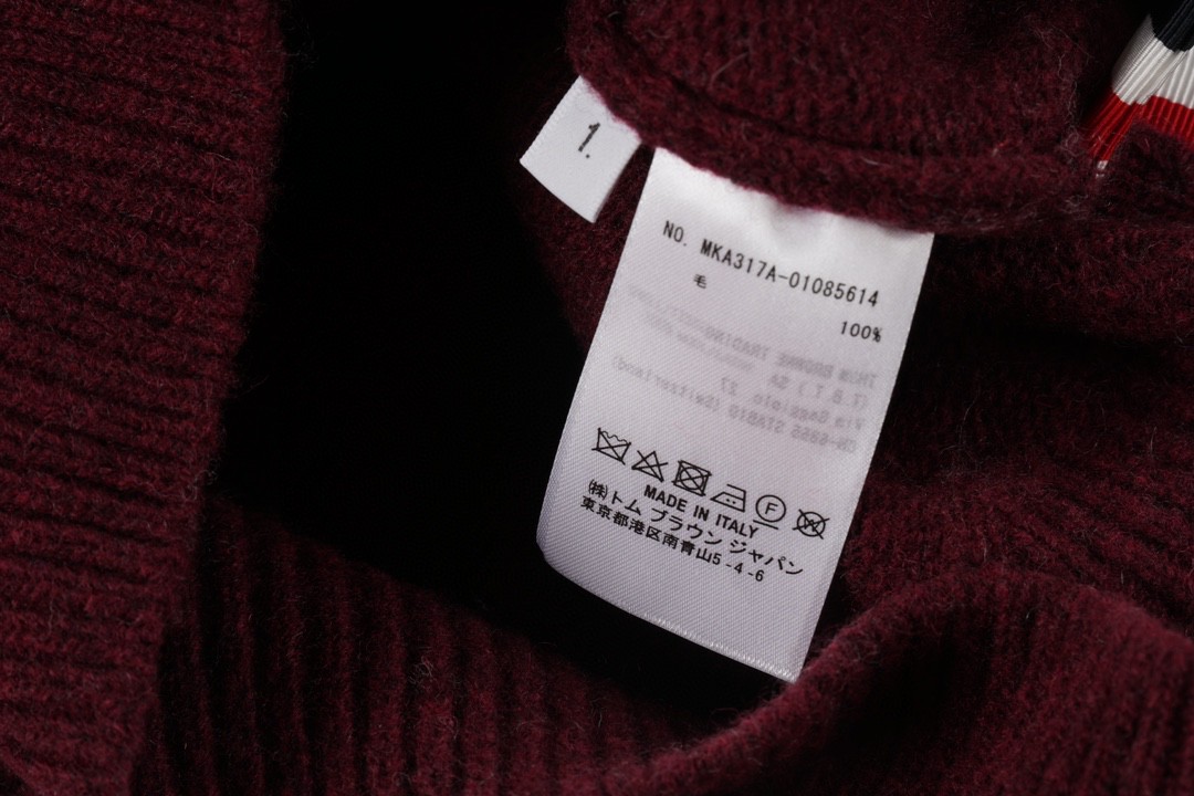 Thom Browne 21FW 四条纹单排扣羊毛衫 酒红色 针织衫 开衫 毛衣 外套 长袖 男女同款 