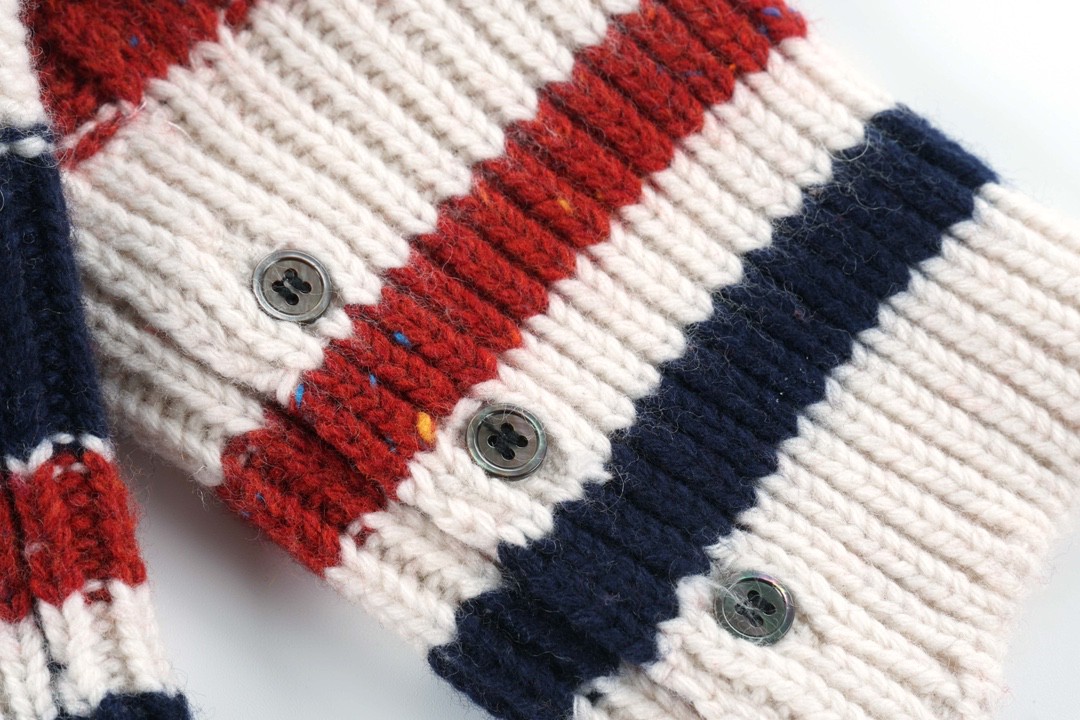 Thom Browne 拼色条纹单排扣羊毛衫 红色 针织衫 开衫 毛衣 外套 长袖 男女同款 MKC357F-Y1502-960