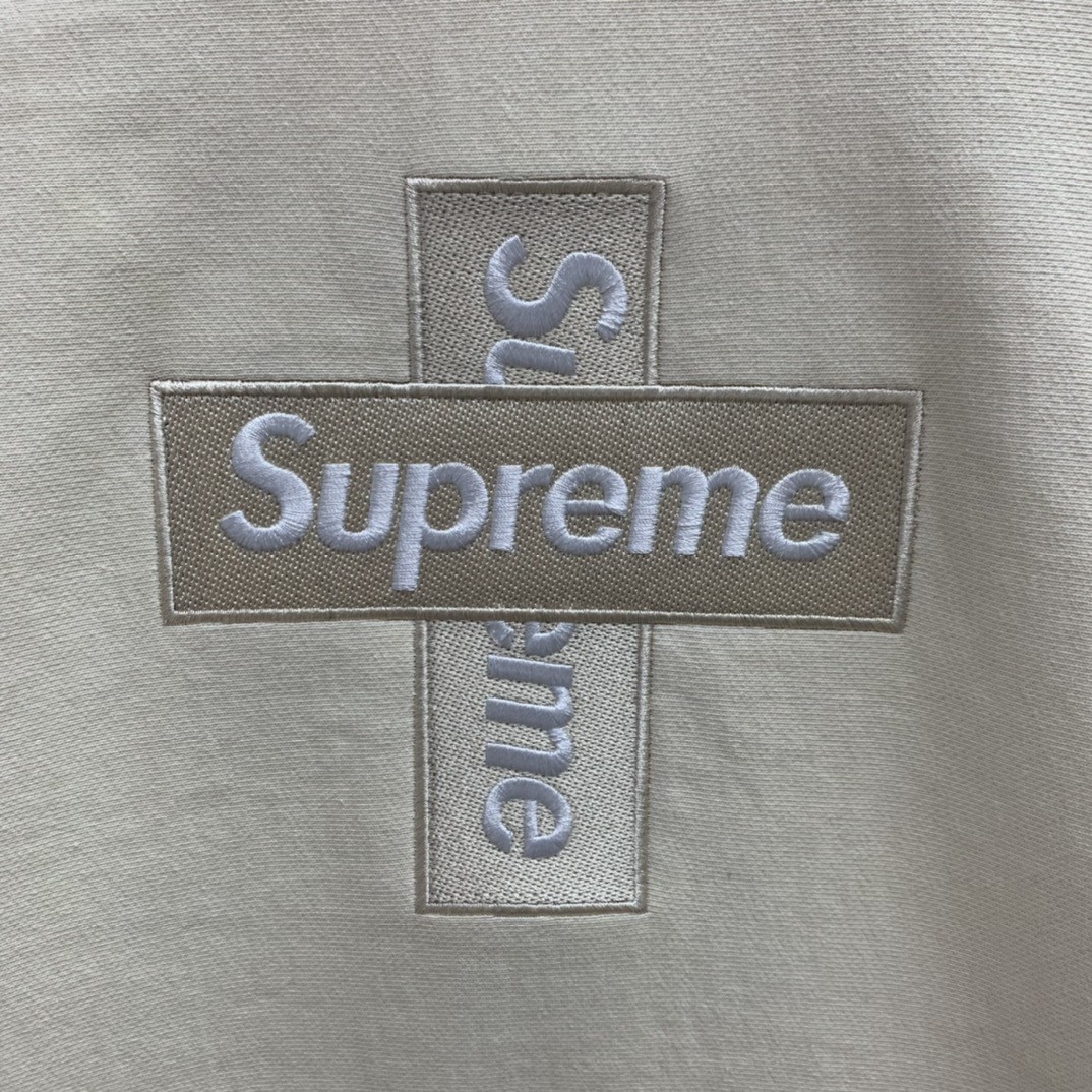 Supreme Week 15 Cross Box Logo Hooded Sweatshirt Logo 刺绣徽标 米色 连帽卫衣 加绒加厚 宽松 男女同款 SUP-FW20-335