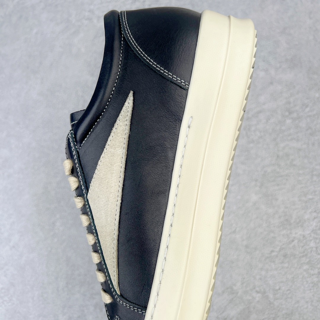 RICK OWENS 全粒面小牛皮 黑白色 低筒 板鞋 休闲鞋 男鞋 女鞋 RU02B2897LPOLVS-9081
