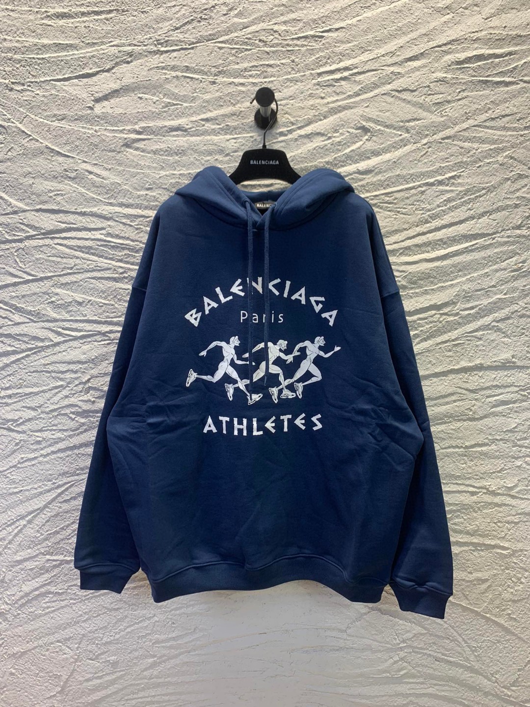 Balenciaga SS21 马拉松运动员 印花 蓝色 连帽卫衣 套头卫衣 长袖 秋冬 男女同款 641679TJVI74866
