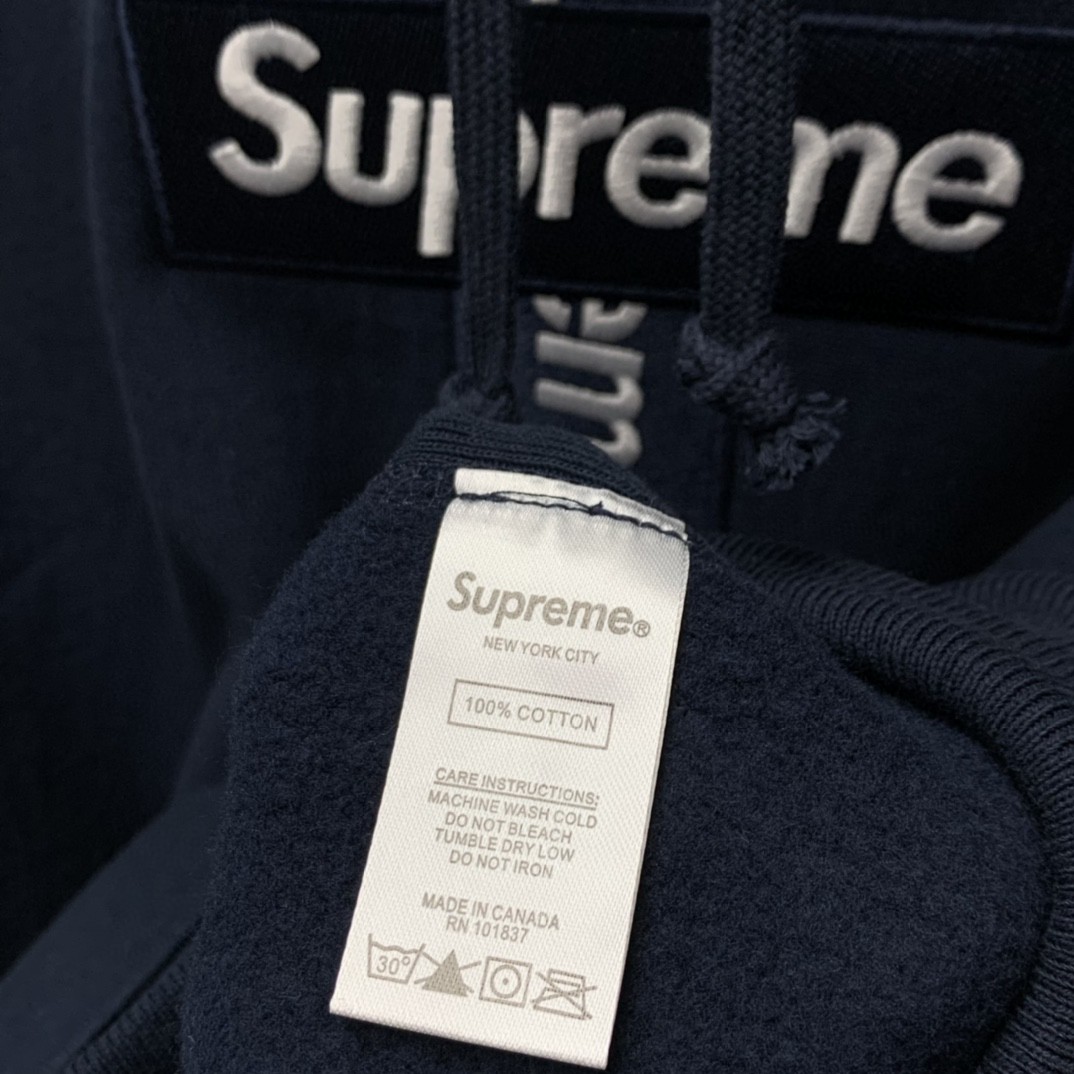 Supreme Week 15 Cross Box Logo Hooded Sweatshirt Logo 刺绣徽标 深蓝色 连帽卫衣 加绒加厚 宽松 男女同款 SUP-FW20-335