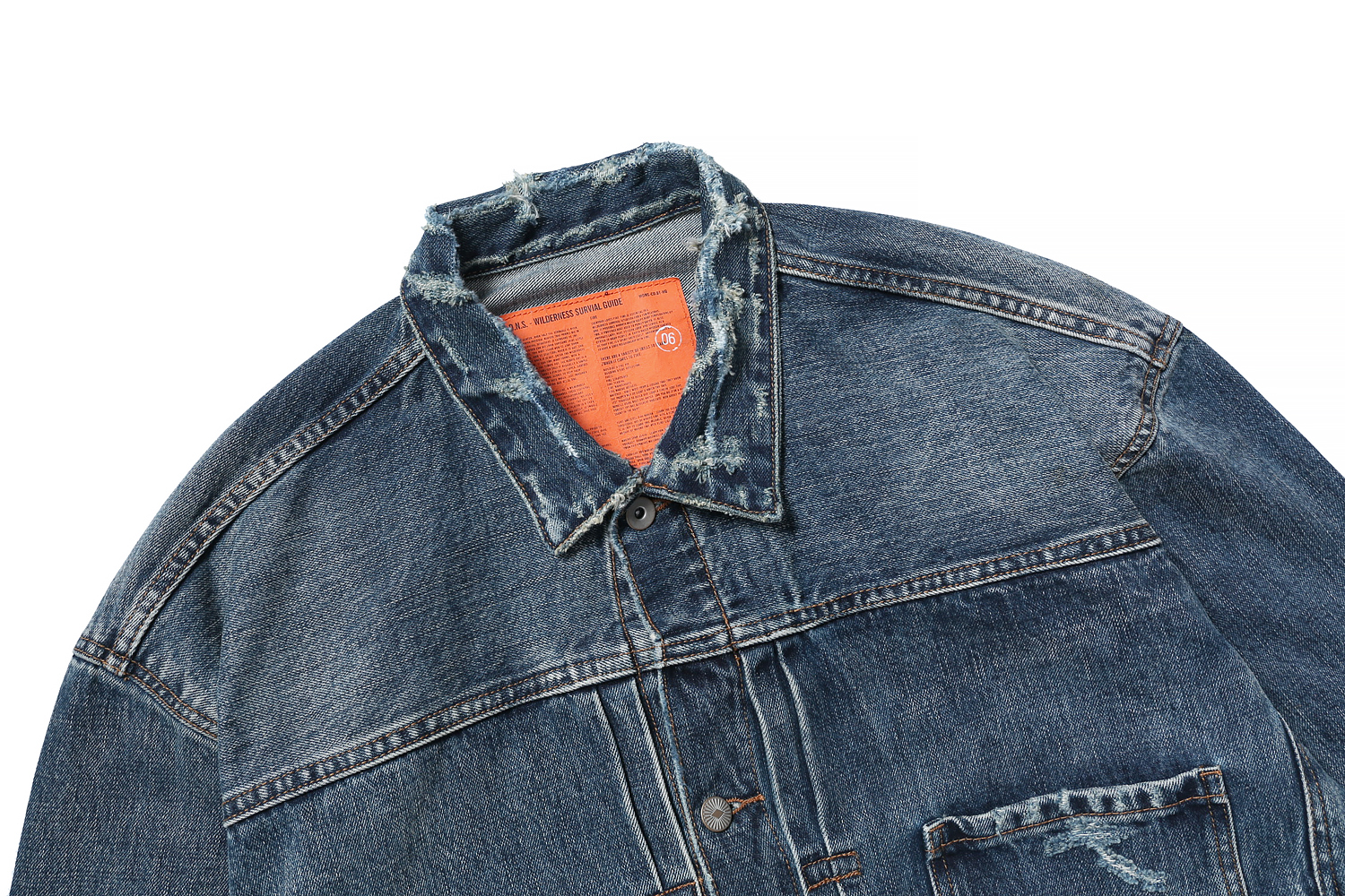 MADNESS 21AW JACKET 牛仔外套 蓝色 领口破坏水洗 日系 外套长袖 秋冬季 休闲 男女同款