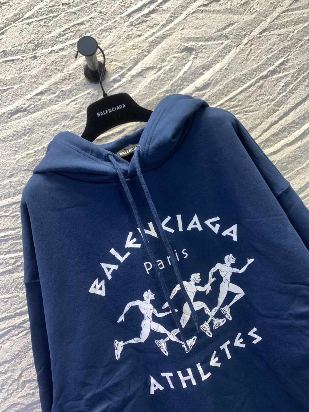 Balenciaga SS21 马拉松运动员 印花 蓝色 连帽卫衣 套头卫衣 长袖 秋冬 男女同款 641679TJVI74866