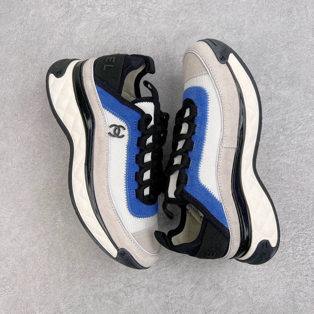 [Copy]CHANEL 香奈儿 白蓝灰 金扣 小牛皮 低筒 运动鞋 休闲鞋 跑步鞋 女鞋
