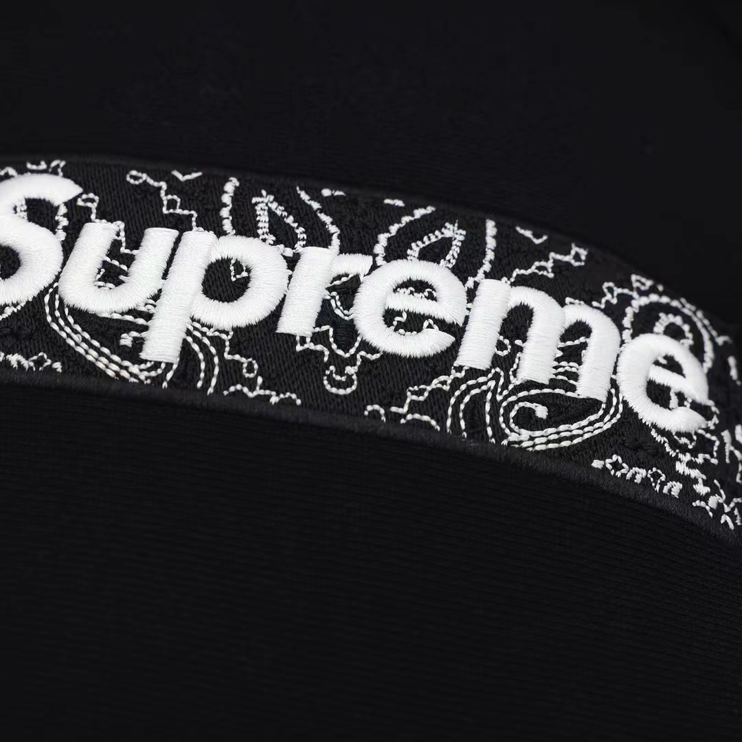 Supreme 19FW Bandana Box Logo Hooded 黑色 腰果花刺绣 长袖 保暖 加绒 卫衣男女同款 SUP-FW19-10825