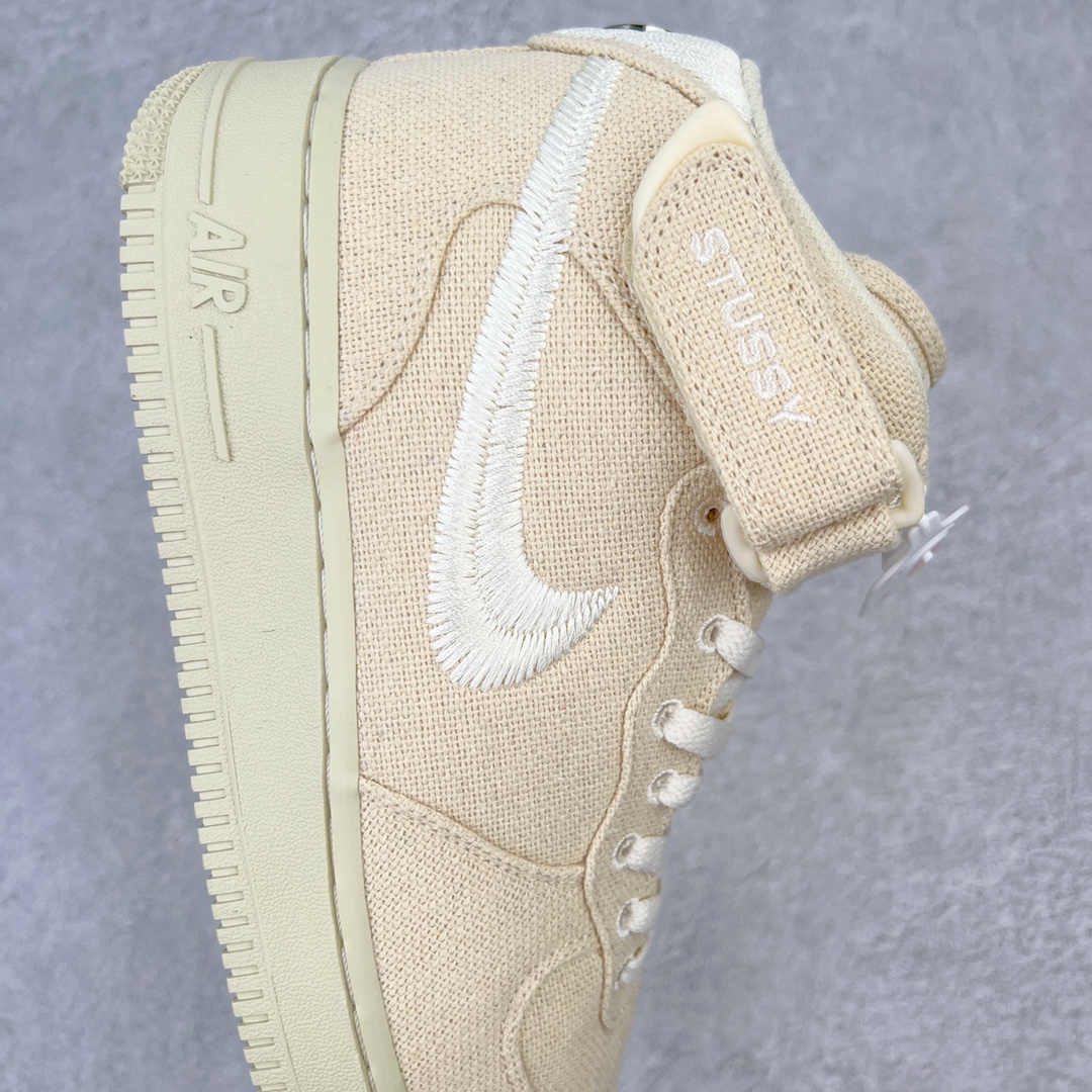Stussy x Air Force 1 Mid  White Cool 斯图西 亚麻色 中筒 减震厚底 运动鞋 休闲鞋 板鞋 男鞋 女鞋  DJ7841-200