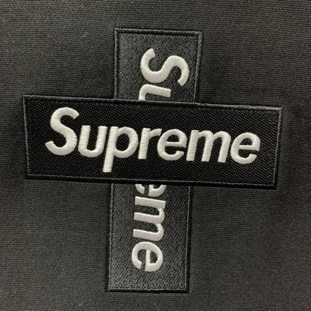 Supreme Week 15 Cross Box Logo Hooded Sweatshirt Logo 刺绣徽标 黑色 连帽卫衣 加绒加厚 宽松 男女同款 SUP-FW20-335