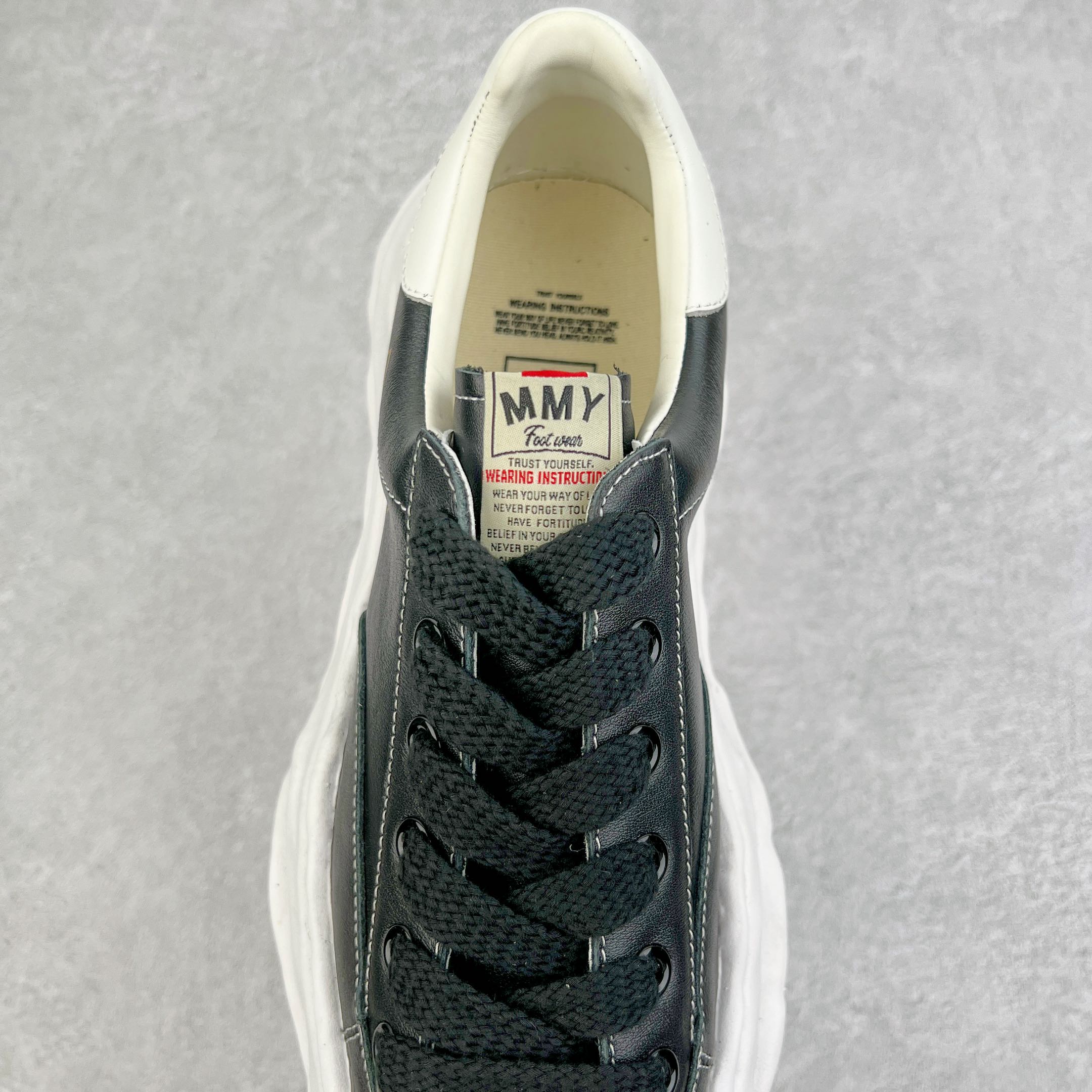 MIHARA YASUHIRO Original MMY 三原康裕 黑色 皮面 水洗做旧 低筒 溶胶鞋 帆布鞋 板鞋 休闲鞋 增高鞋 男鞋 女鞋 