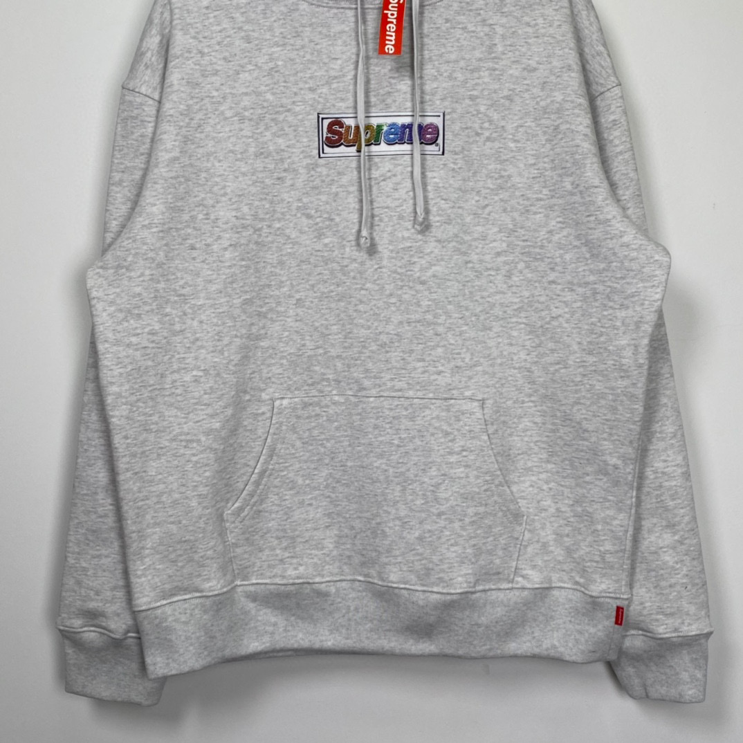  Supreme SS22  Week Bling Box Logo Hooded 灰白色 宝石 长袖 保暖 加绒 卫衣男女同款  
