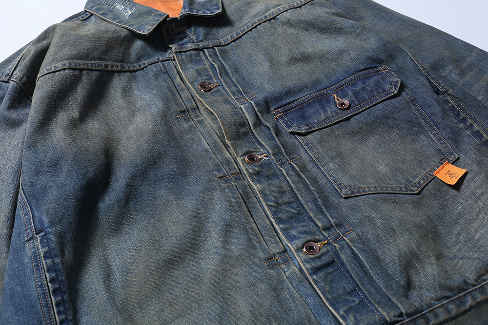 MADNESS JACKET 牛仔外套 蓝色 领口破坏水洗 日系 外套长袖 秋冬季 休闲 男女同款