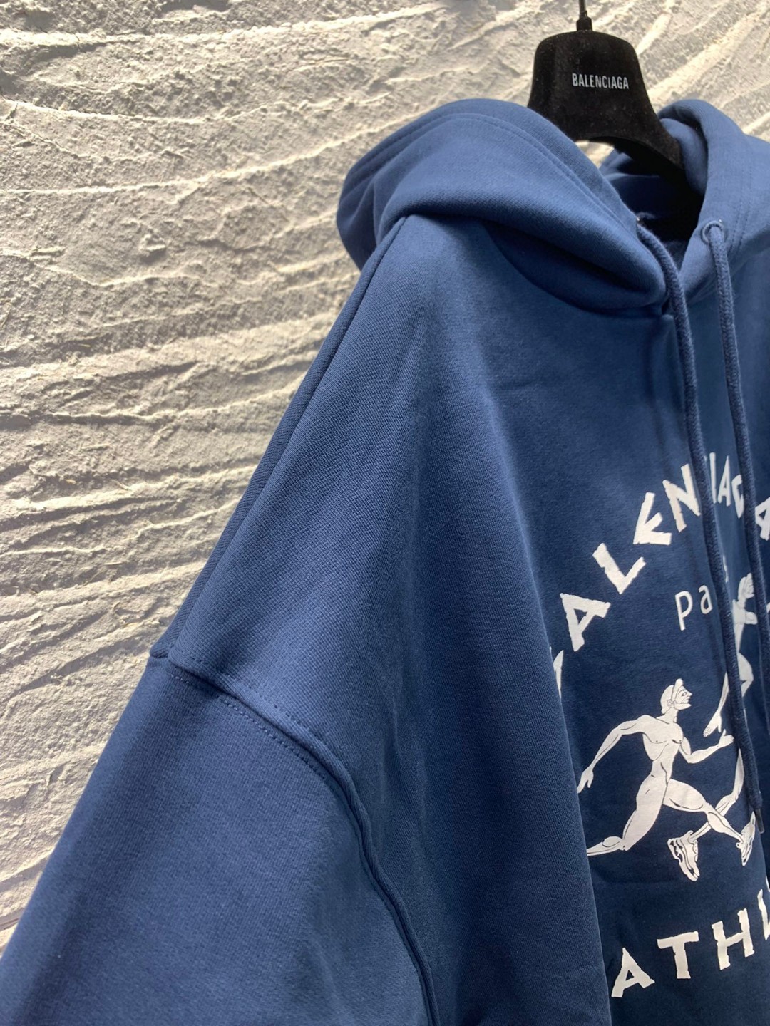 Balenciaga SS21 马拉松运动员 印花 蓝色 连帽卫衣 套头卫衣 长袖 秋冬 男女同款 641679TJVI74866