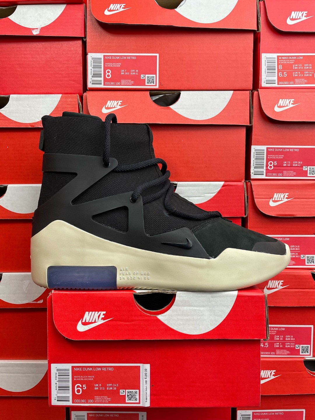 Nike Air Fear Of God 1 Black FOG 黑色高筒篮球鞋球鞋实战鞋运动鞋 