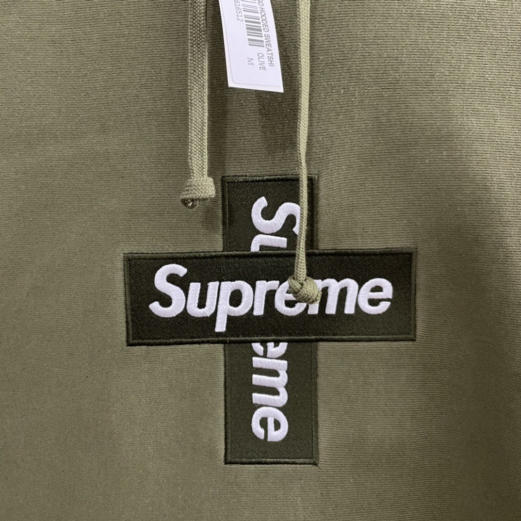 Supreme Week 15 Cross Box Logo Hooded Sweatshirt Logo 刺绣徽标 绿色 连帽卫衣 加绒加厚 宽松 男女同款 SUP-FW20-335