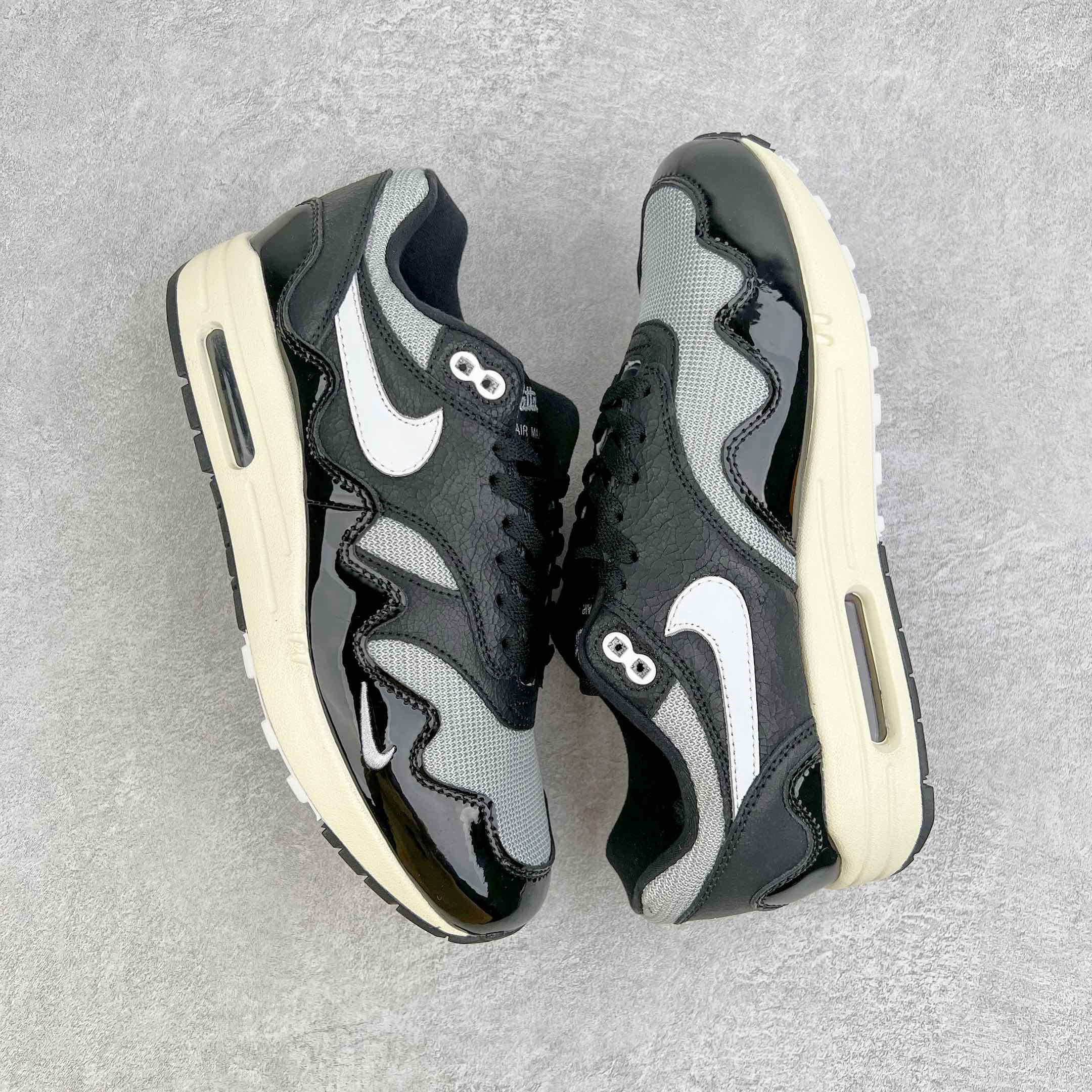 Patta Air Max 1 黑灰色 波浪纹 低筒 减震运动鞋 休闲鞋 板鞋 男鞋 女鞋 
