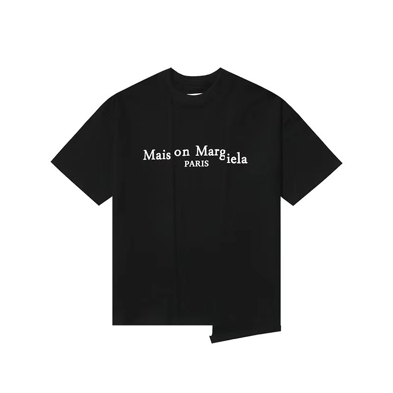 Maison Margiela 马吉拉 胸前字母logo 不规则设计 短袖 黑色 白色  深灰色 T 恤 圆领 套头 夏季 男女同款 