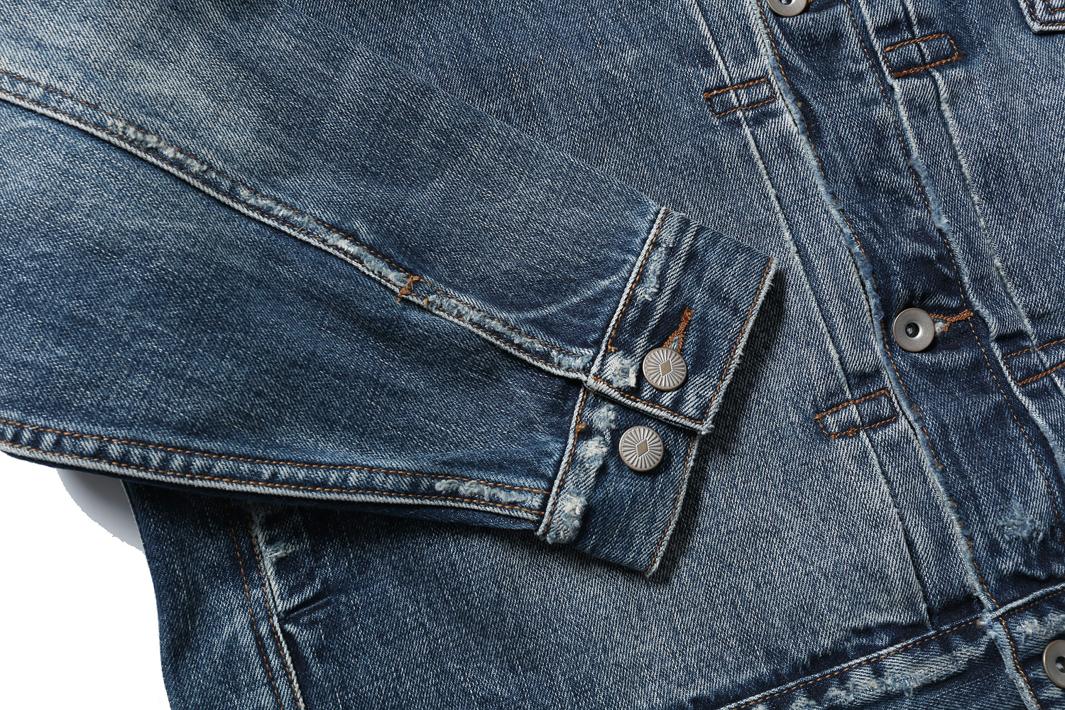 MADNESS 21AW JACKET 牛仔外套 蓝色 领口破坏水洗 日系 外套长袖 秋冬季 休闲 男女同款