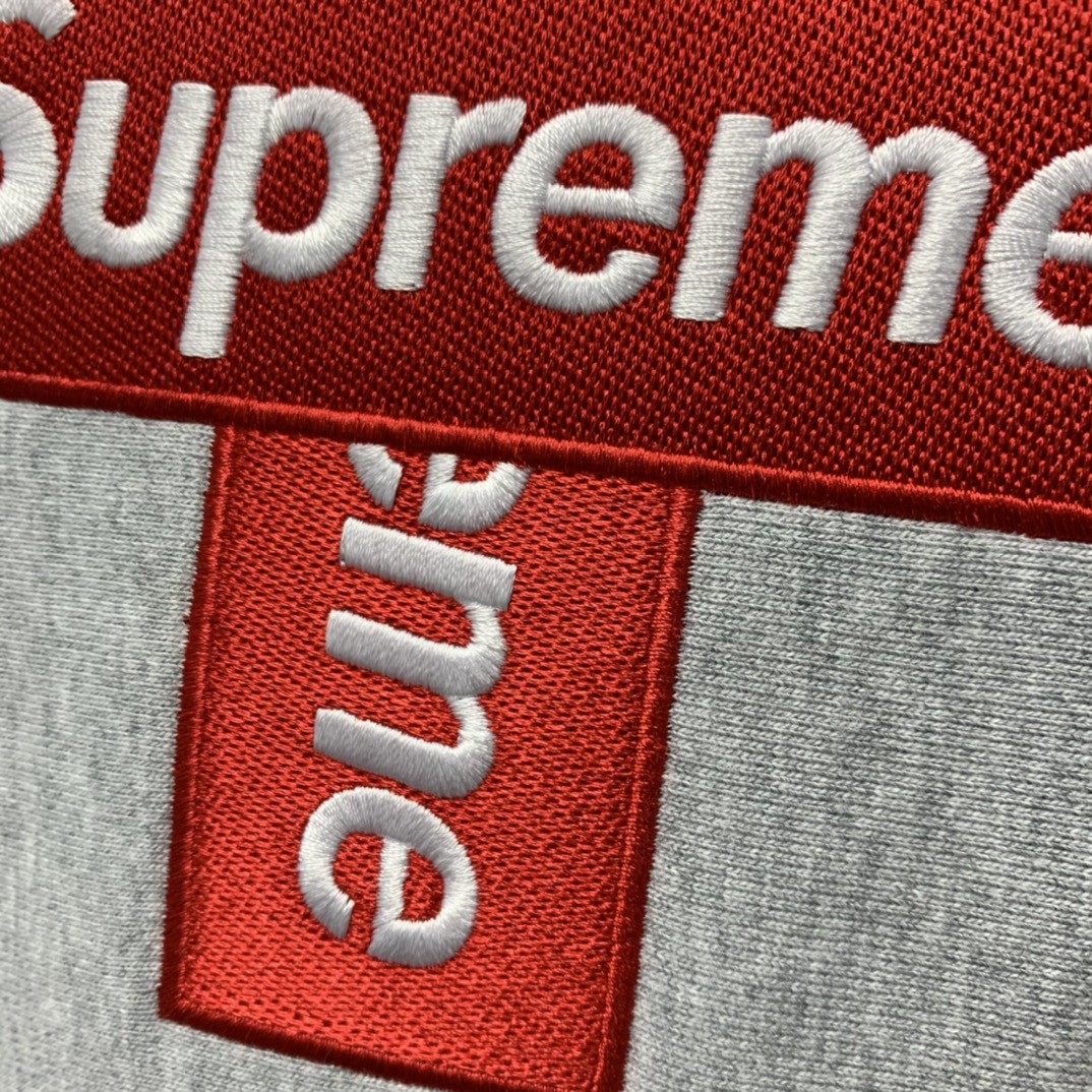Supreme Week 15 Cross Box Logo Hooded Sweatshirt Logo 刺绣徽标 灰色 连帽卫衣 加绒加厚 宽松 男女同款 SUP-FW20-335