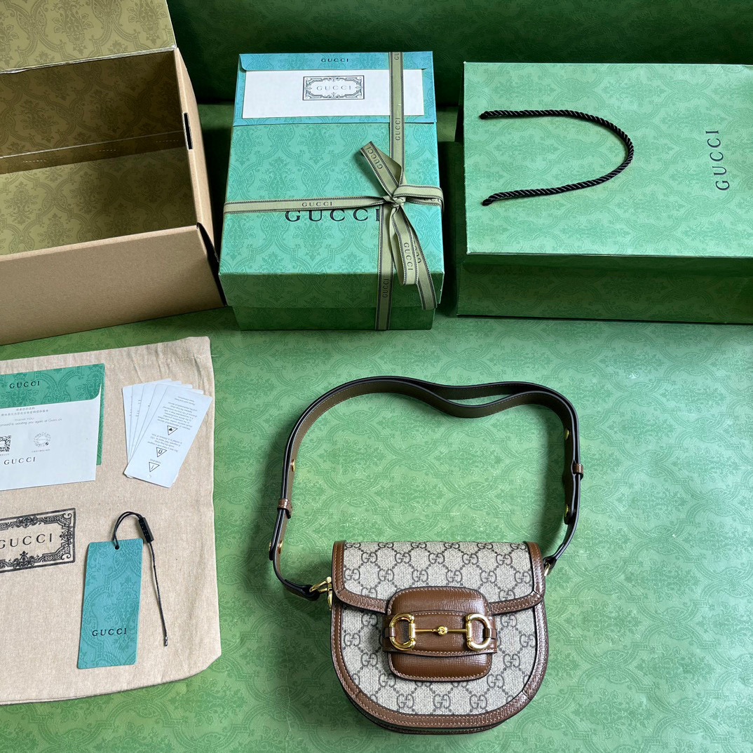 原厂皮 GUCCI 古驰 斜挎包 单肩包 手提包 旅行包 马鞍包 棕色 760191