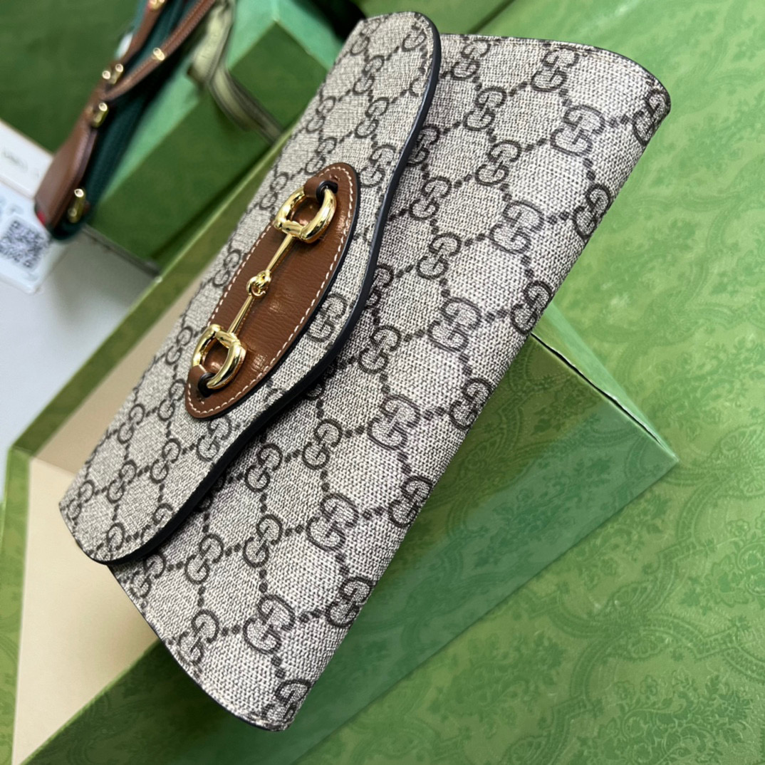 原厂皮 GUCCI 古驰 Horsebit 1955系列 斜挎包 单肩包 手提包 旅行包 马鞍包 棕色 724713-HUHHX-8565