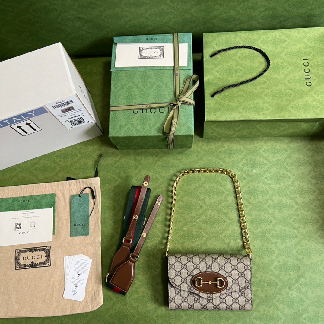 原厂皮 GUCCI 古驰 Horsebit 1955系列 斜挎包 单肩包 手提包 旅行包 马鞍包 棕色 724713-HUHHX-8565