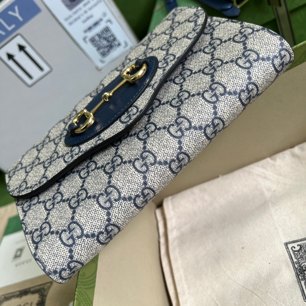 原厂皮 GUCCI 古驰 Horsebit 1955系列 斜挎包 单肩包 手提包 旅行包 马鞍包 蓝色 724713
