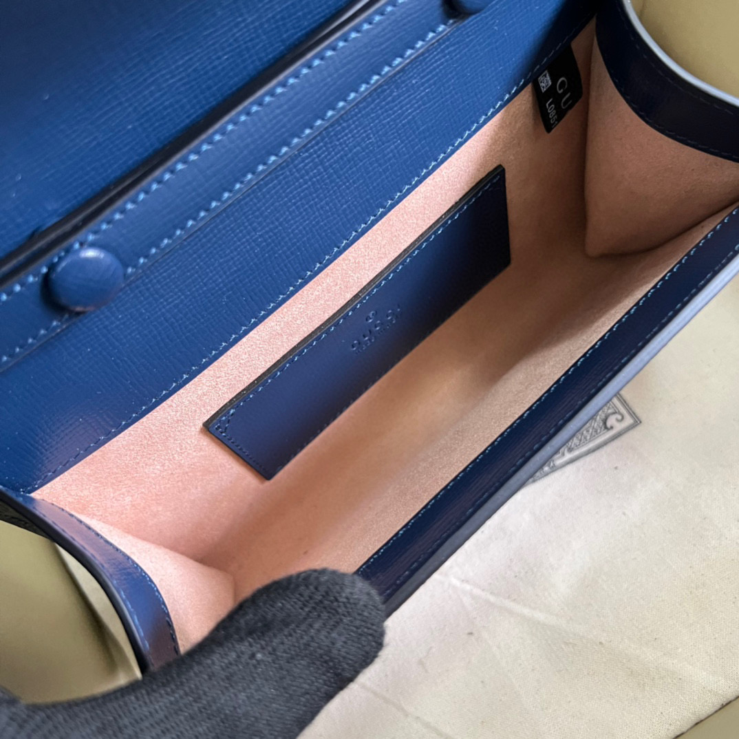 原厂皮 GUCCI 古驰 Horsebit 1955系列 斜挎包 单肩包 手提包 旅行包 马鞍包 蓝色 724713