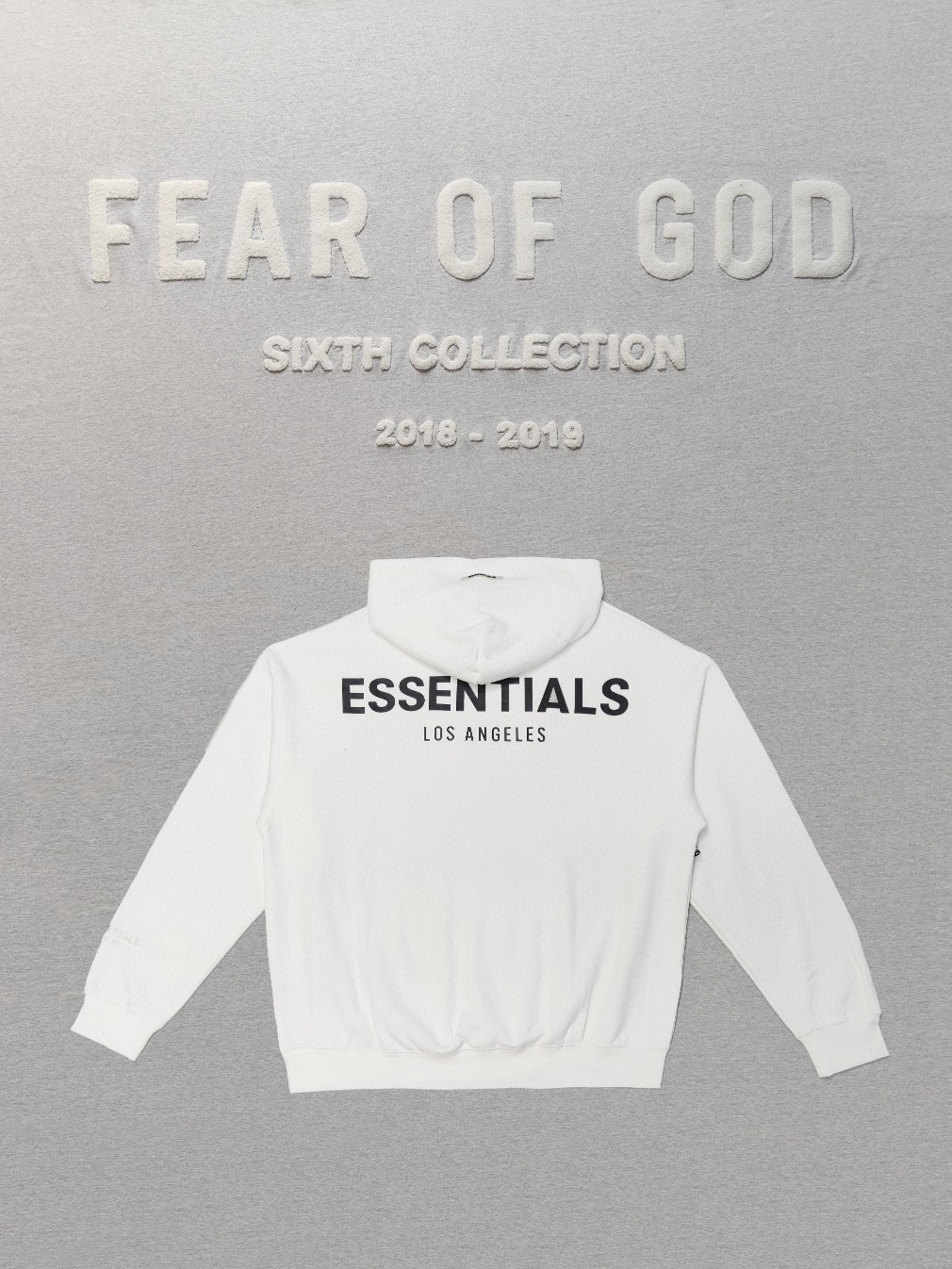 Fear of God Essentials 洛杉矶系列 背后字母徽标 Logo 黑色 白色 灰色 连帽卫衣 加绒 套头 外套 长袖 男女同款 FOG-FW19-115