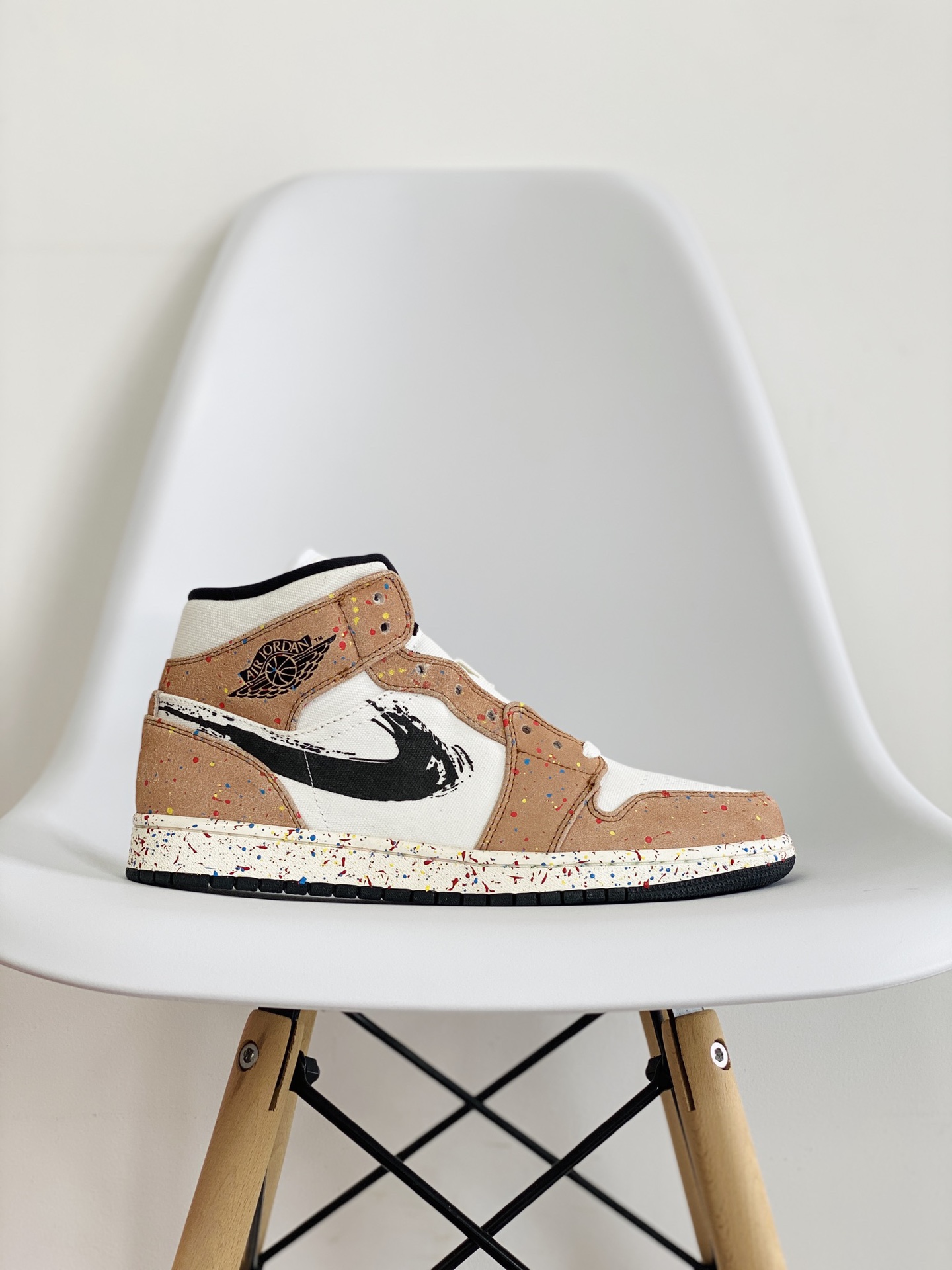 Air Jordan 1 Mid AJ1 Splatter 水彩潑墨 休闲鞋 女鞋 男鞋 情侣鞋 板鞋  DA8005-100