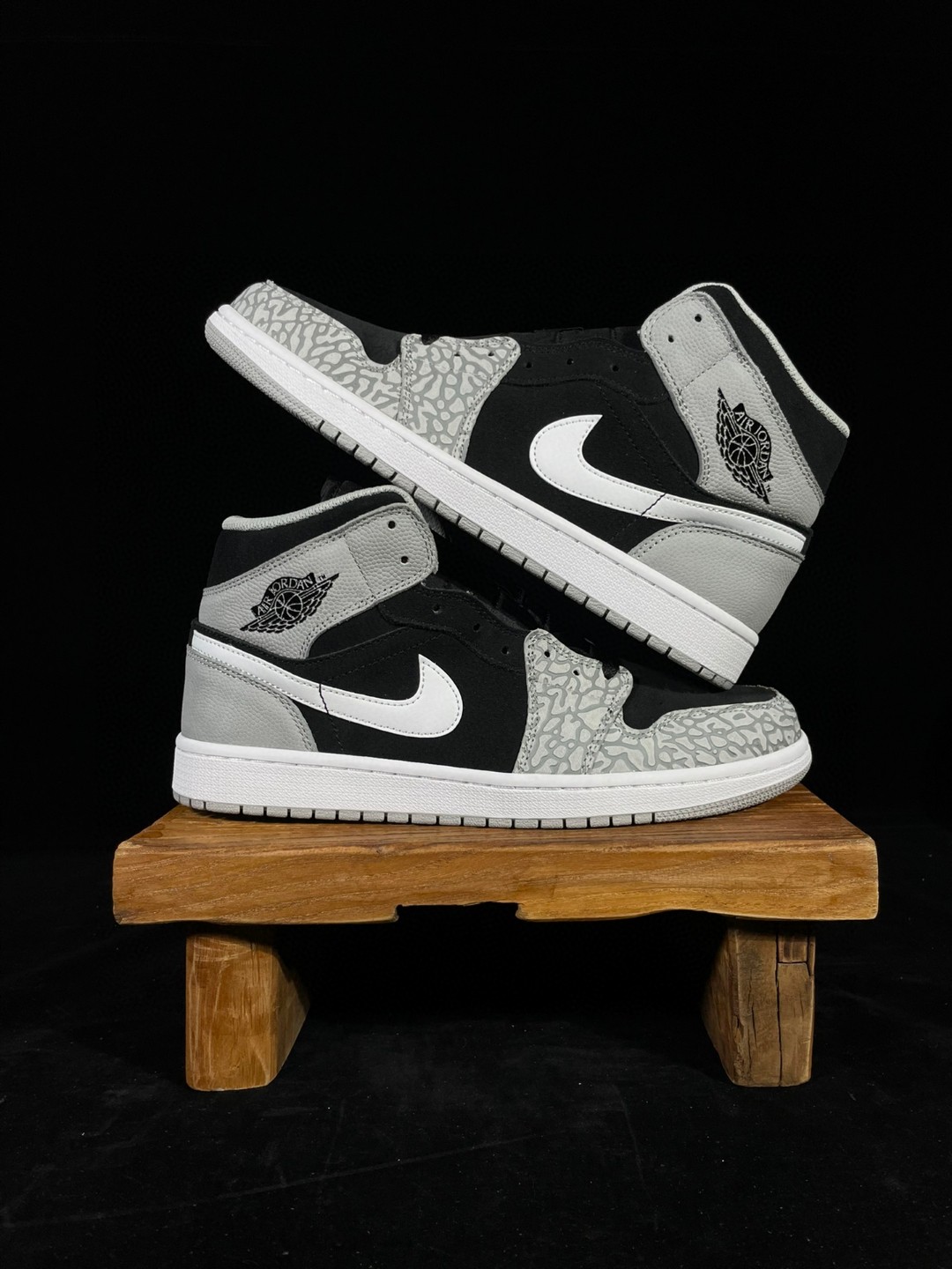 Air Jordan 1 Mid AJ1 SE Elephant Toe 黑灰 爆裂纹 大象 篮球鞋 运动鞋 休闲鞋 男鞋 女鞋 DM1200-016