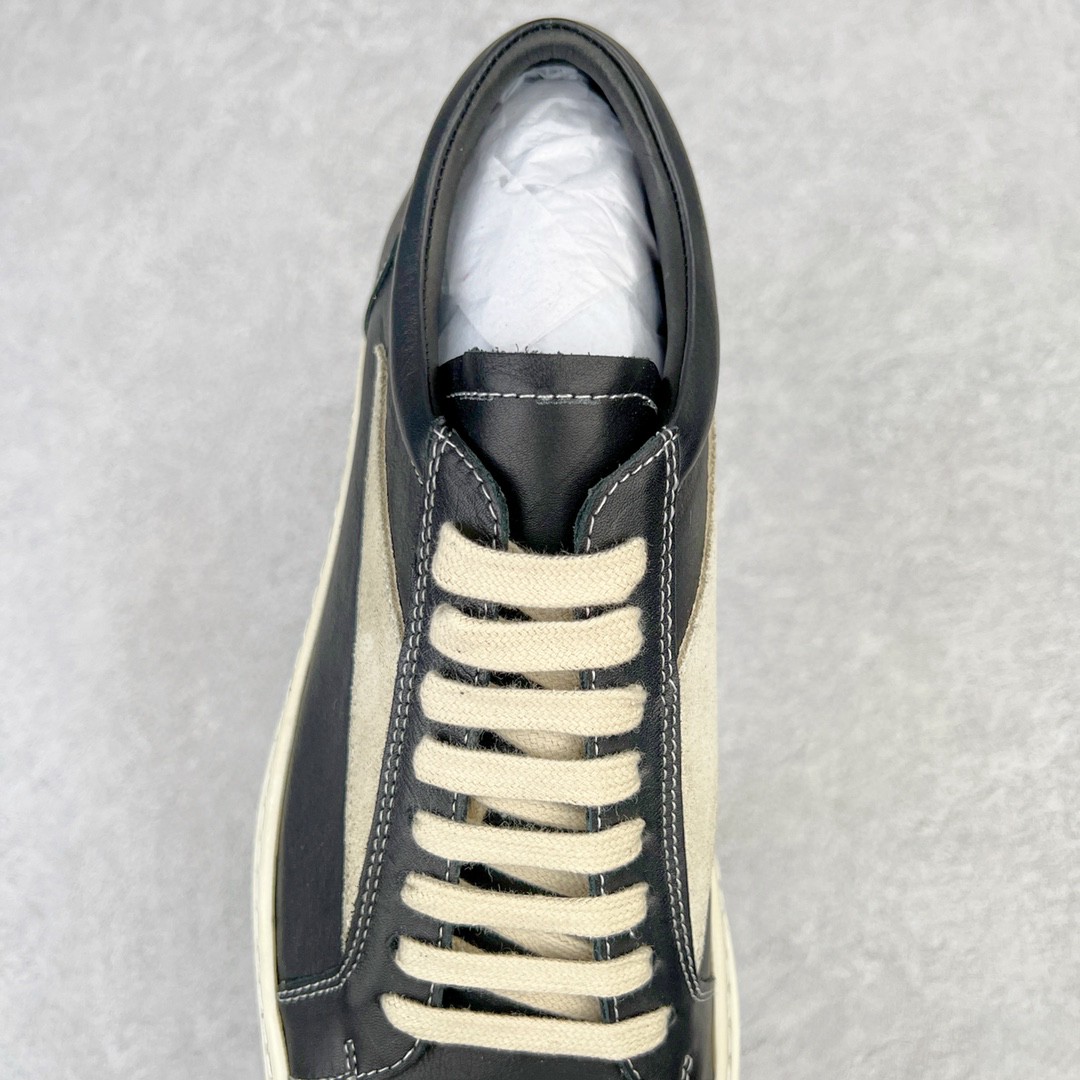 RICK OWENS 全粒面小牛皮 黑白色 低筒 板鞋 休闲鞋 男鞋 女鞋 RU02B2897LPOLVS-9081