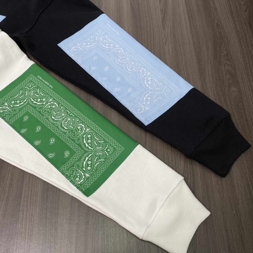 Supreme SS22 Week 16 The North Face 联名款 Bandana Hooded Sweatshirt 腰果花拼色 白色 黑色 连帽卫衣 加绒 套头 宽松 男女同款 SUP-SS22-449