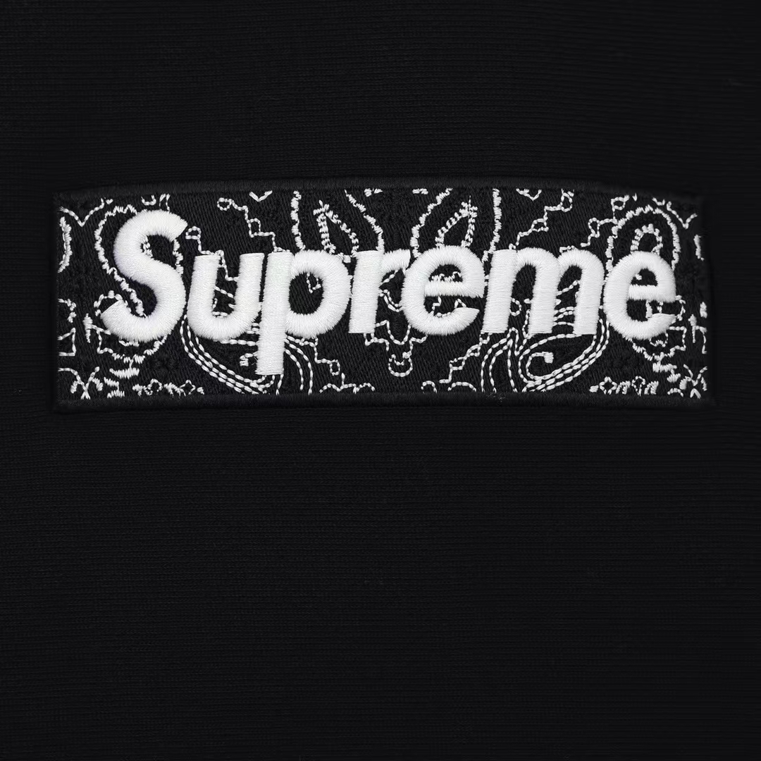 Supreme 19FW Bandana Box Logo Hooded 黑色 腰果花刺绣 长袖 保暖 加绒 卫衣男女同款 SUP-FW19-10825