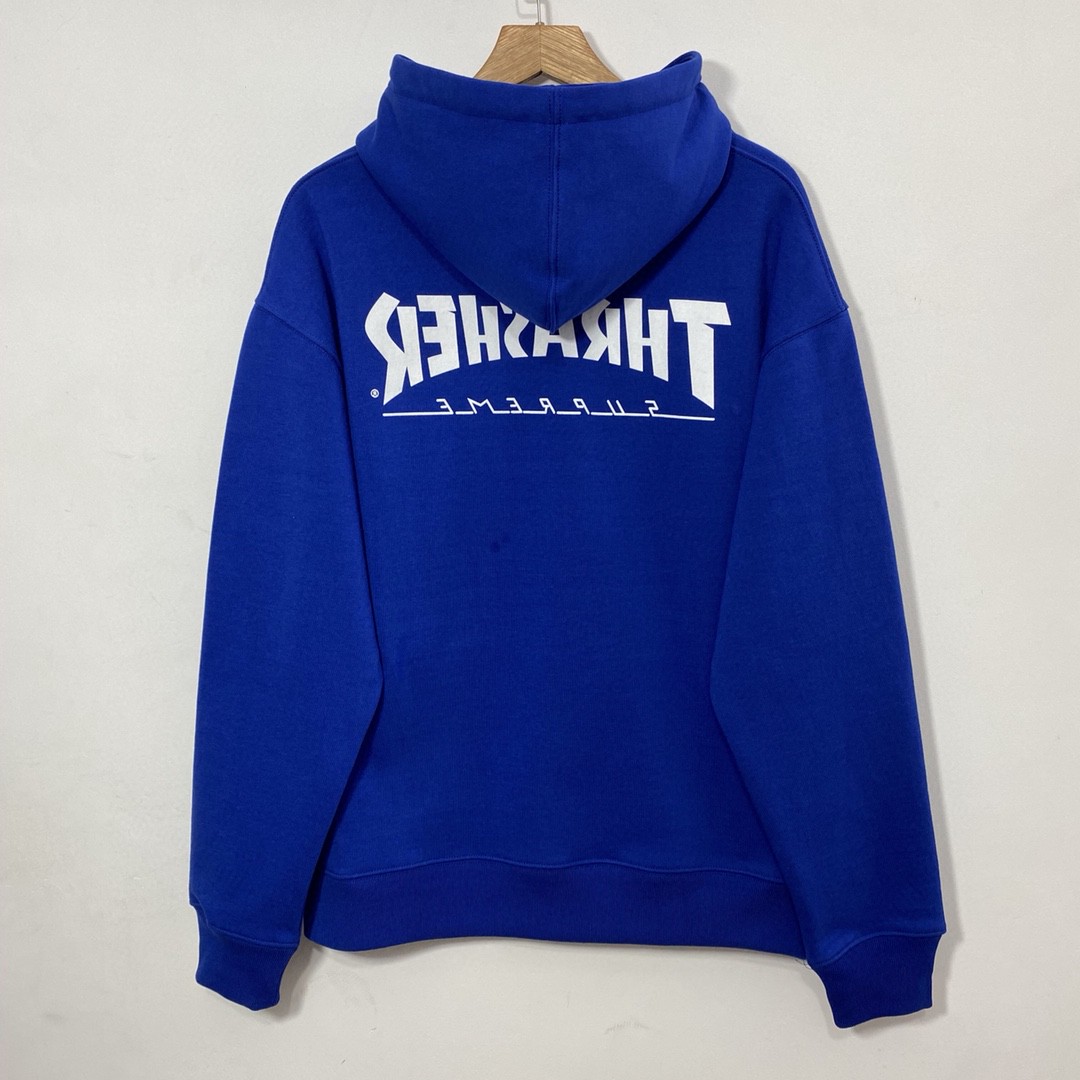 Supreme Week 5 Thrasher 联名款 Hooded Sweatshirt  黑色 蓝色 滑板连帽卫衣 加绒 套头 宽松 男女同款 SUP-FW21-203
