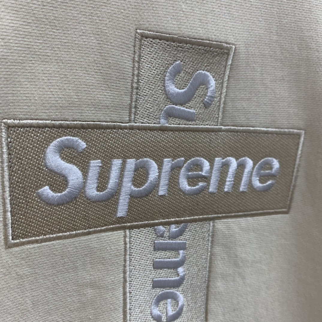 Supreme Week 15 Cross Box Logo Hooded Sweatshirt Logo 刺绣徽标 米色 连帽卫衣 加绒加厚 宽松 男女同款 SUP-FW20-335
