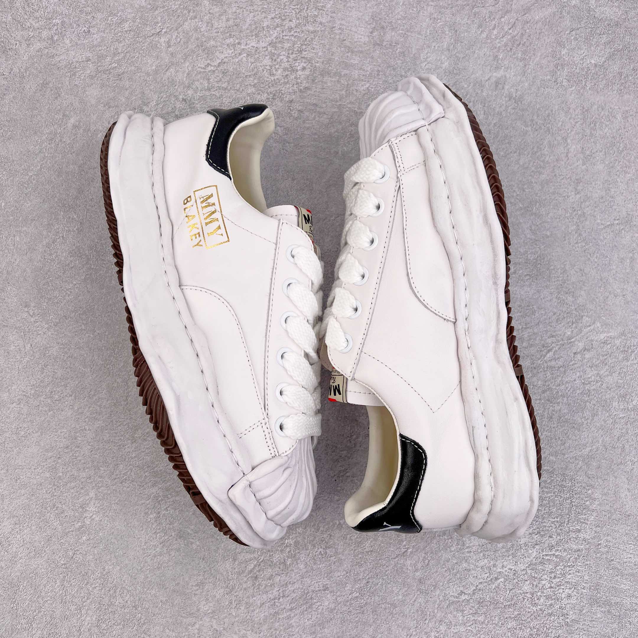 MIHARA YASUHIRO Original MMY 三原康裕 白色 皮面 水洗做旧 低筒 溶胶鞋 帆布鞋 板鞋 休闲鞋 增高鞋 男鞋 女鞋 