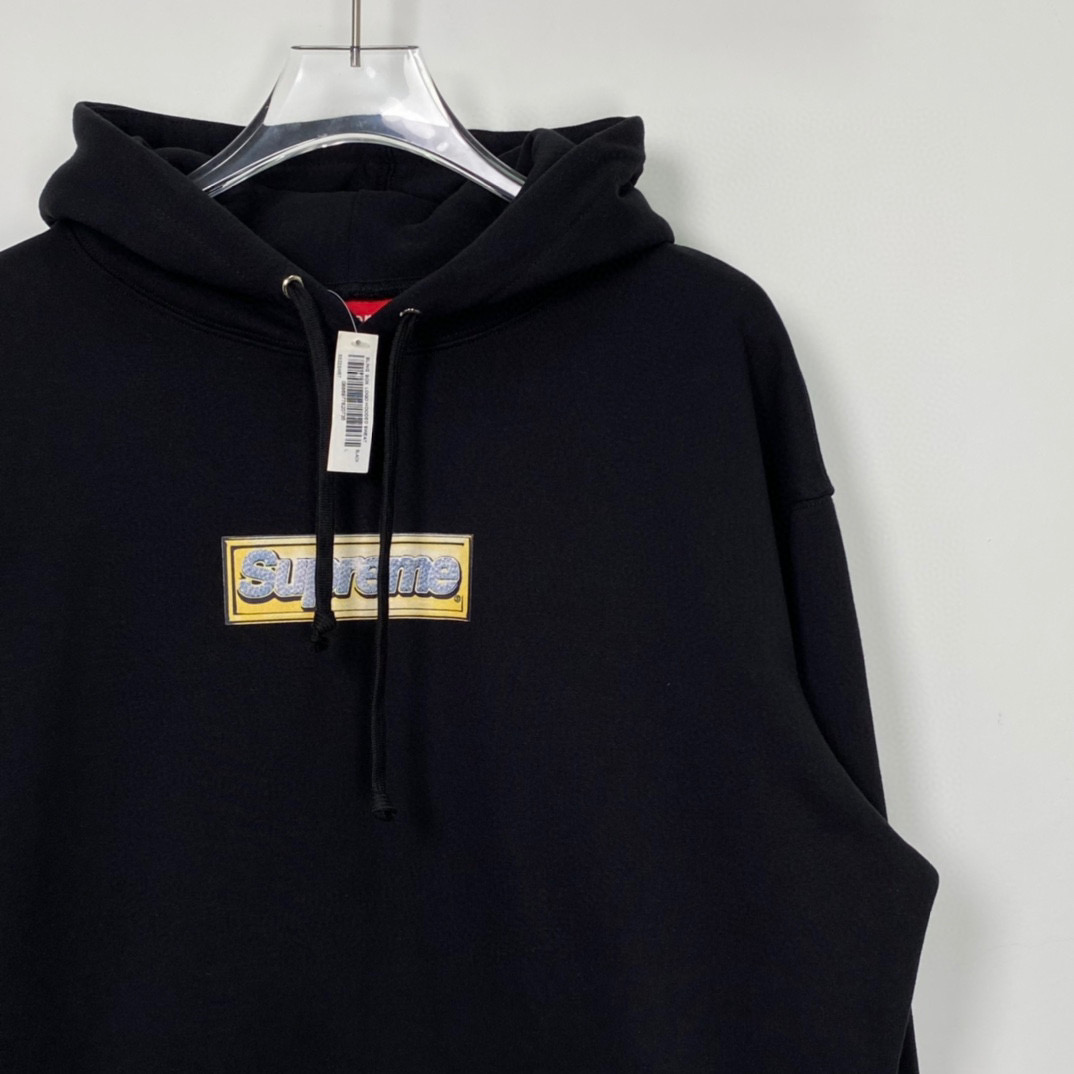 Supreme SS22  Week Bling Box Logo Hooded 黑色 宝石 长袖 保暖 加绒 卫衣男女同款  