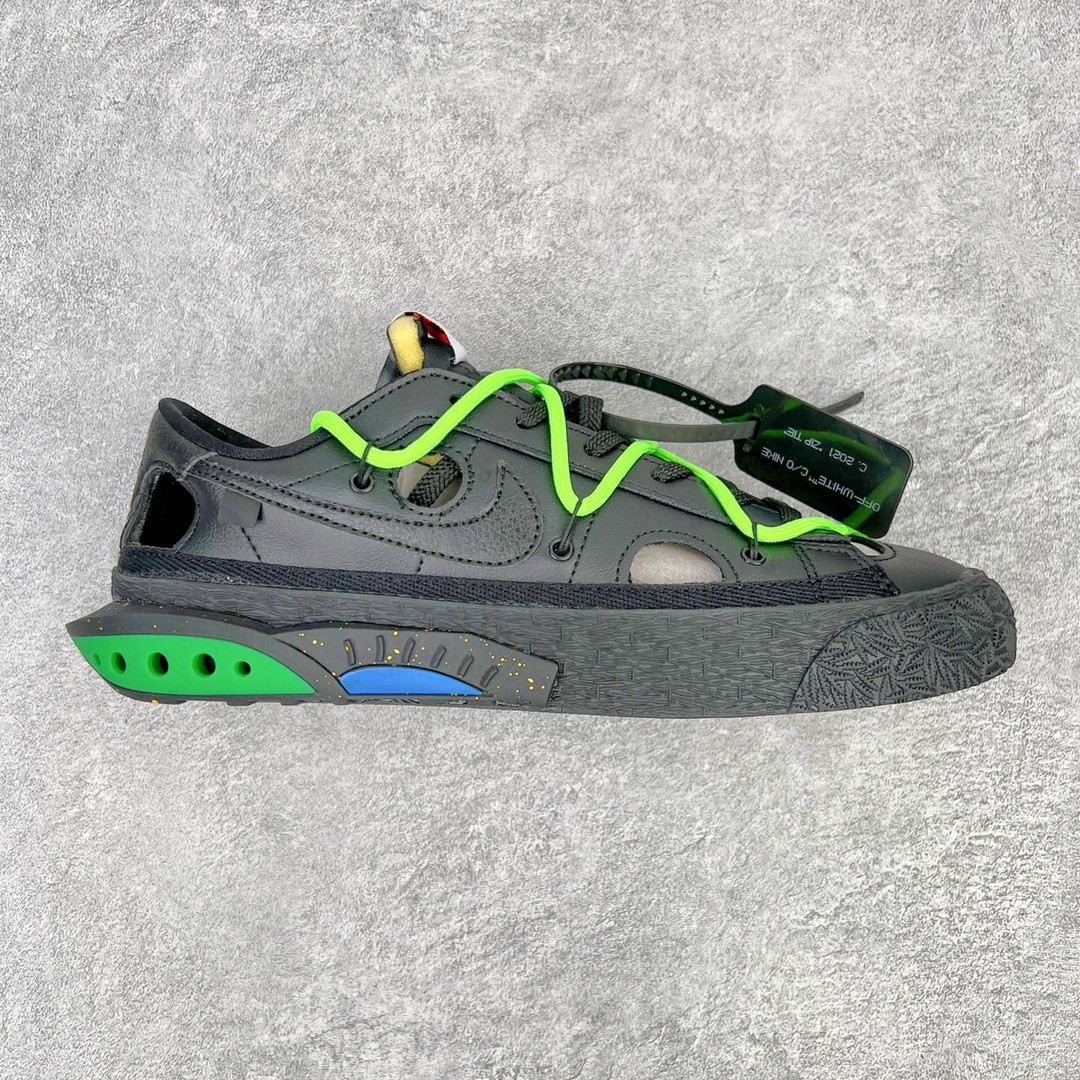 Off-White Blazer Low‘77 White and Electro Green 黑绿 解构 低筒 板鞋 休闲鞋 男鞋 女鞋 DH7863-001
