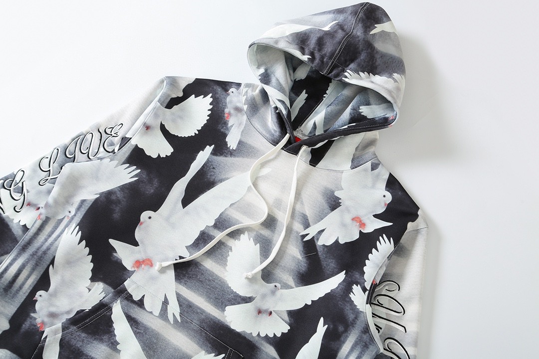 Supreme SS22 Week 2 Doves Hooded Sweatshirt 和平鸽 印花 蓝色 黑色 连帽卫衣 套头 长袖 秋冬款 男女同款 SUP-SS22-125