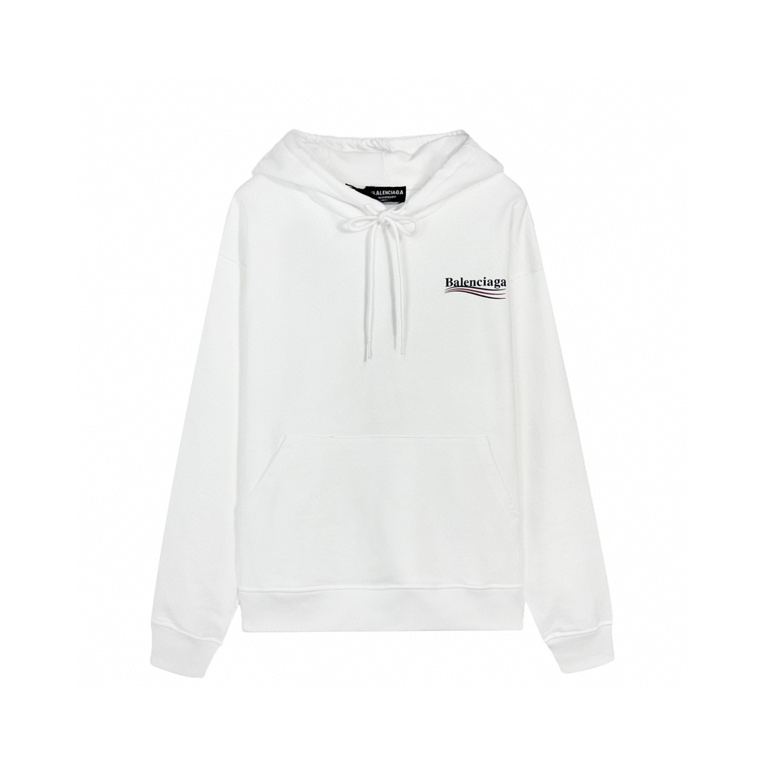 Balenciaga Political Campaign 巴黎世家 可乐 波浪 Logo 白色 连帽卫衣 套头卫衣 长袖 秋冬 男女同款 600583TIV539040