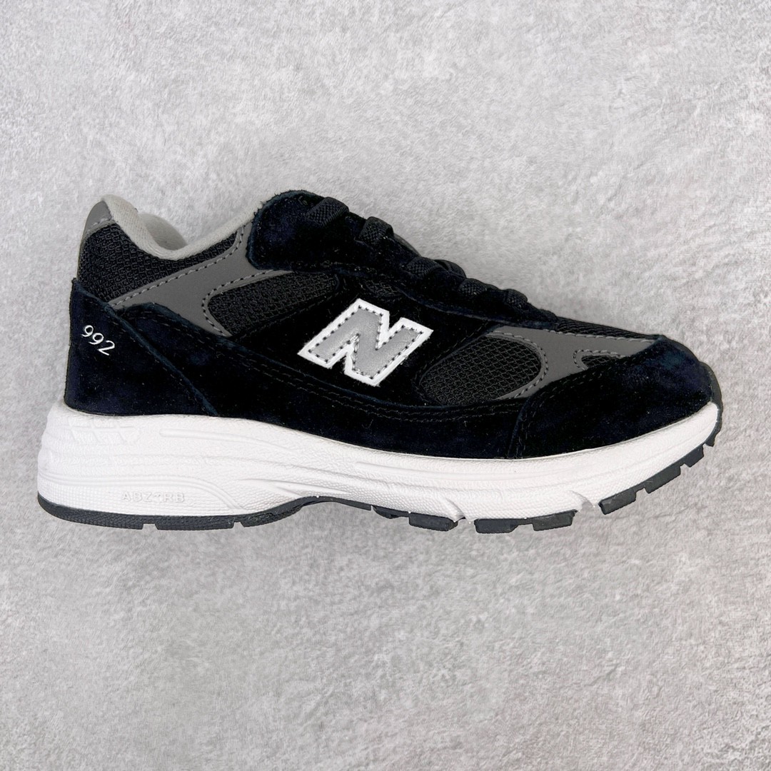New Balance 992 系列 黑色 低筒 运动鞋 休闲鞋 板鞋 童鞋 
