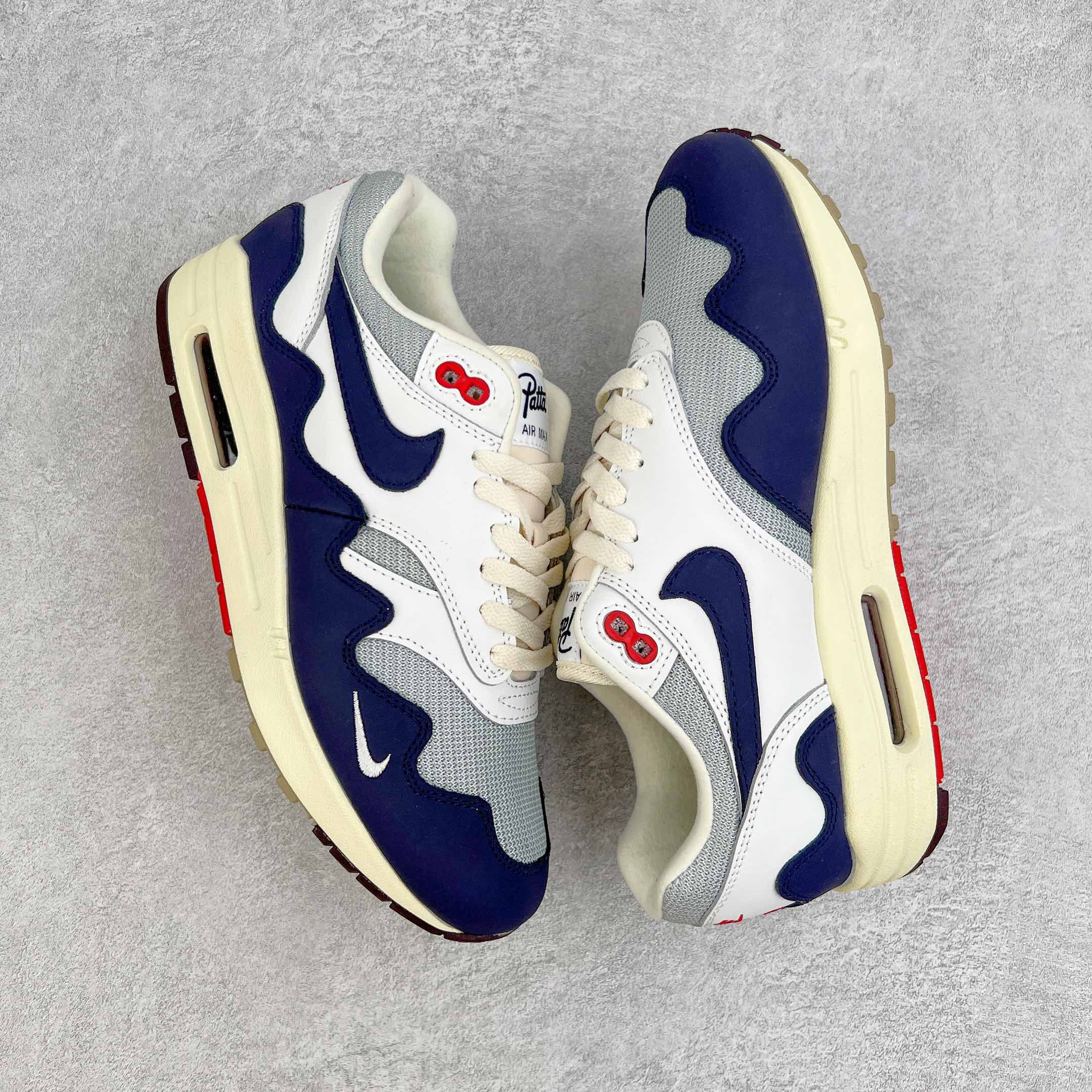 Patta Air Max 1 藏青白 波浪纹 低筒 减震运动鞋 休闲鞋 板鞋 男鞋 女鞋 