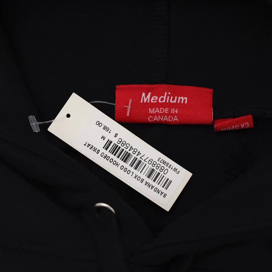 Supreme 19FW Bandana Box Logo Hooded 黑色 腰果花刺绣 长袖 保暖 加绒 卫衣男女同款 SUP-FW19-10825