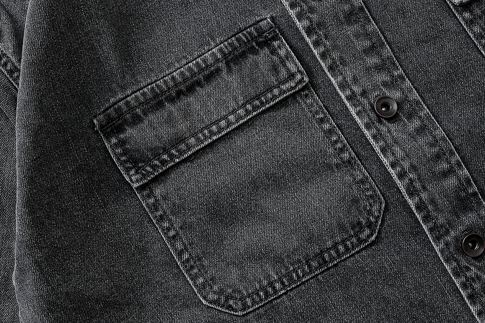 MADNESS 22FW  牛仔衬衣 黑色 日系 外套长袖 秋冬季 休闲 男女同款