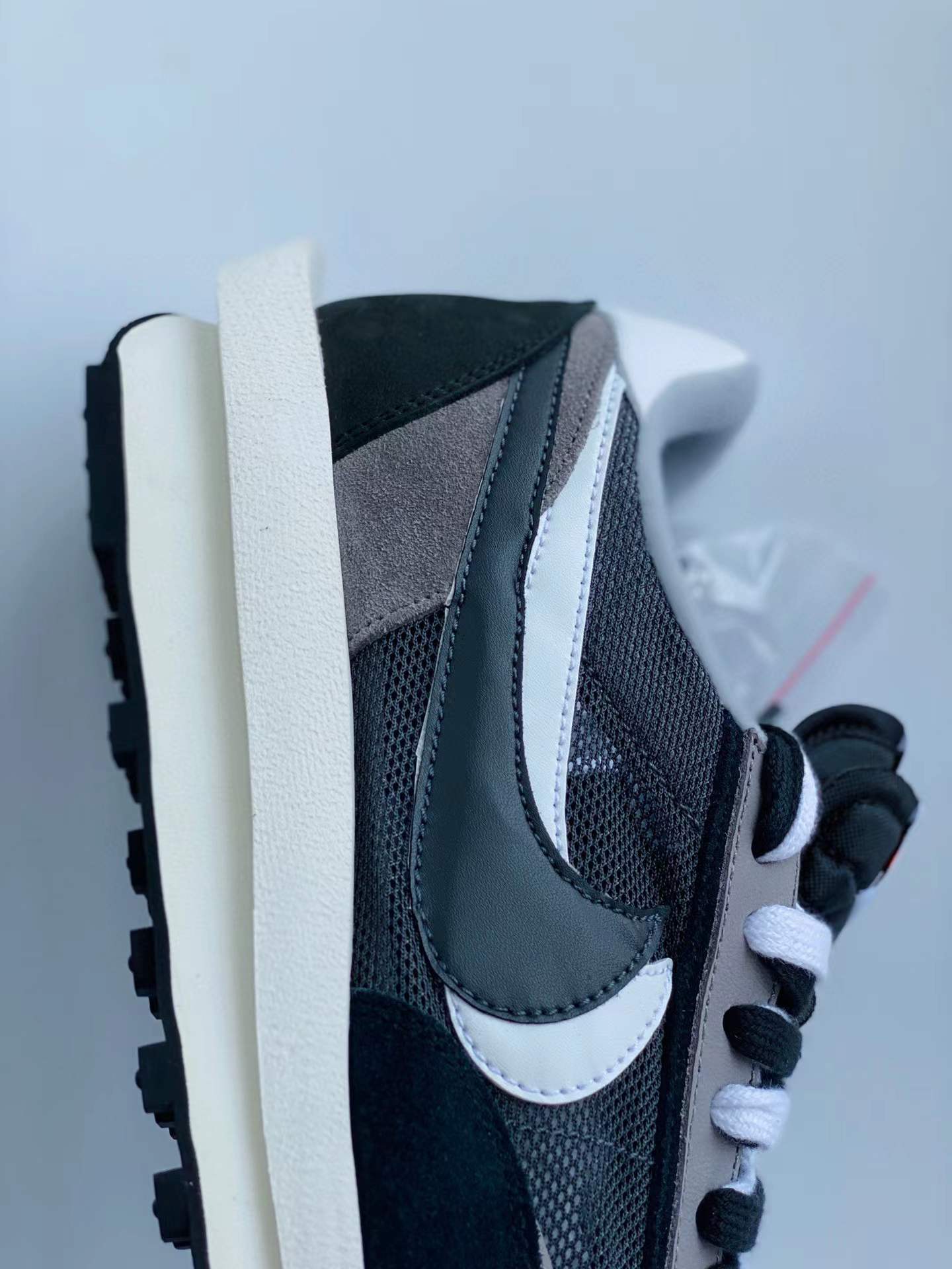 sacai  LVD 黑色 低筒 双勾 华夫 复古时鞋 休闲鞋 透气网面 运动鞋 男鞋厚底 女鞋增高BV0093-001