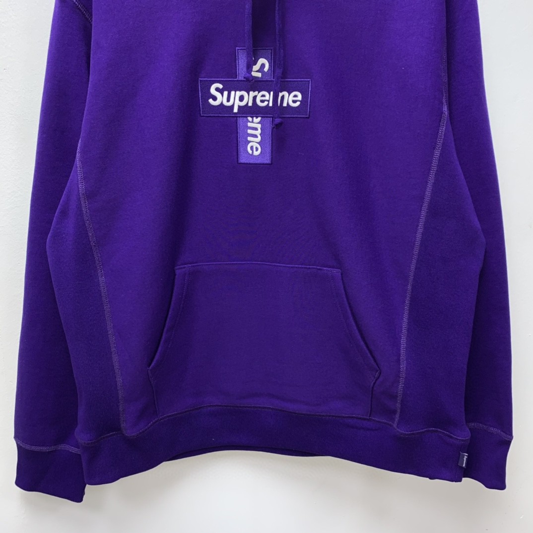 [Copy]Supreme Week 15 Cross Box Logo Hooded Sweatshirt Logo 刺绣徽标 紫色 连帽卫衣 加绒加厚 宽松 男女同款 SUP-FW20-335