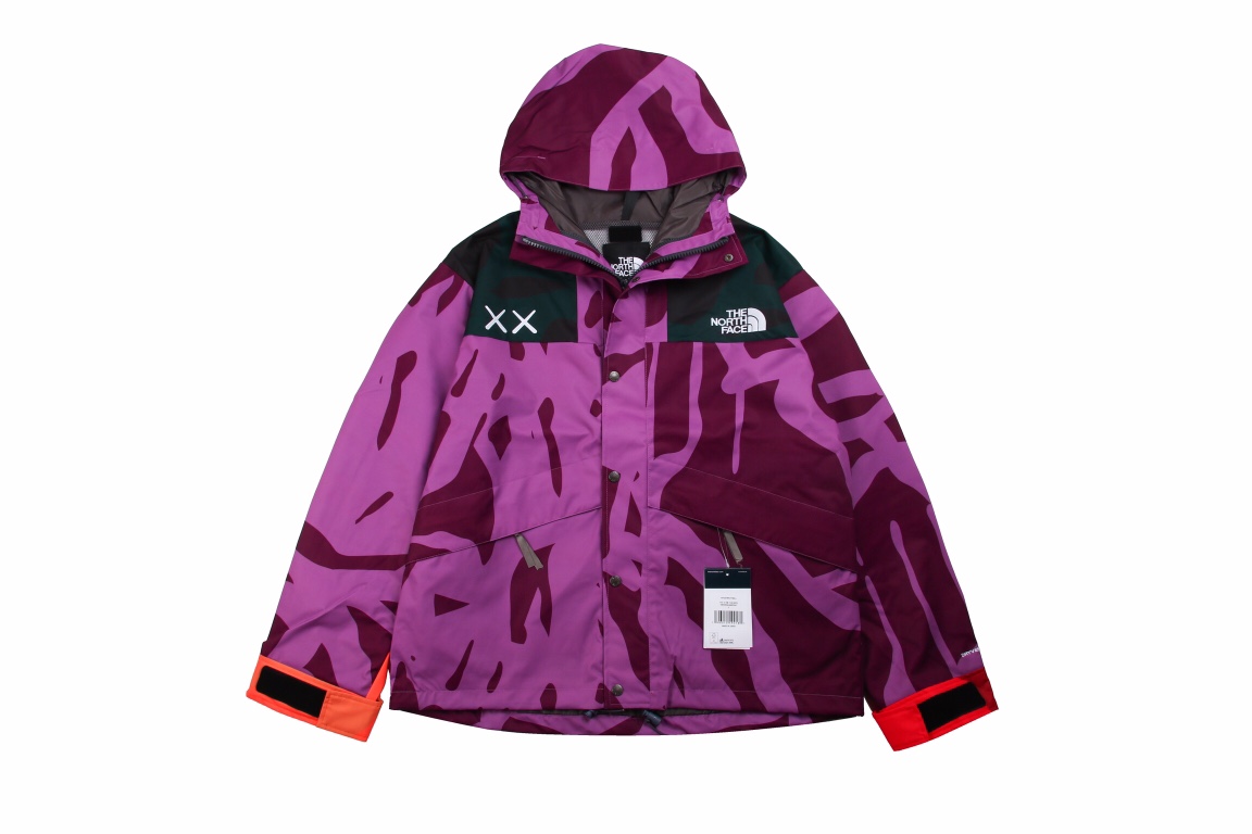 The North Face KAWS 1986 mOUTAIN Jacket 聯名款 紫色 戶外拼色连帽冲锋衣 夾克 防水 防風 透氣 外套 男款 女款 NF0A7WLW-764