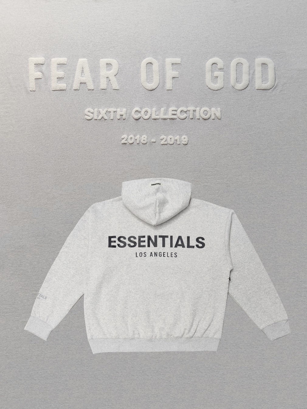 Fear of God Essentials 洛杉矶系列 背后字母徽标 Logo 黑色 白色 灰色 连帽卫衣 加绒 套头 外套 长袖 男女同款 FOG-FW19-115