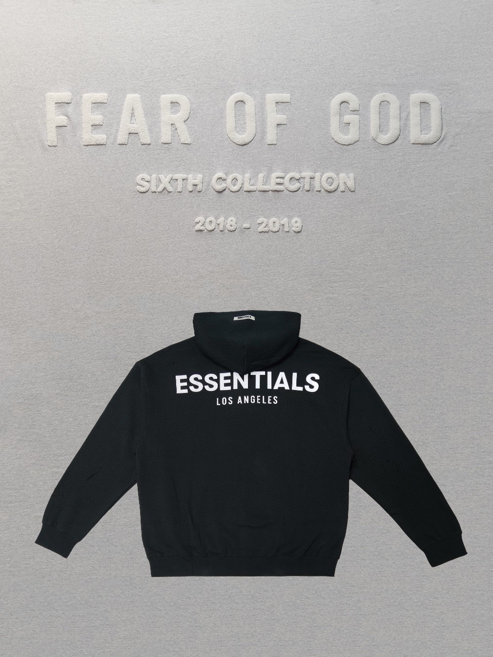 Fear of God Essentials 洛杉矶系列 背后字母徽标 Logo 黑色 白色 灰色 连帽卫衣 加绒 套头 外套 长袖 男女同款 FOG-FW19-115