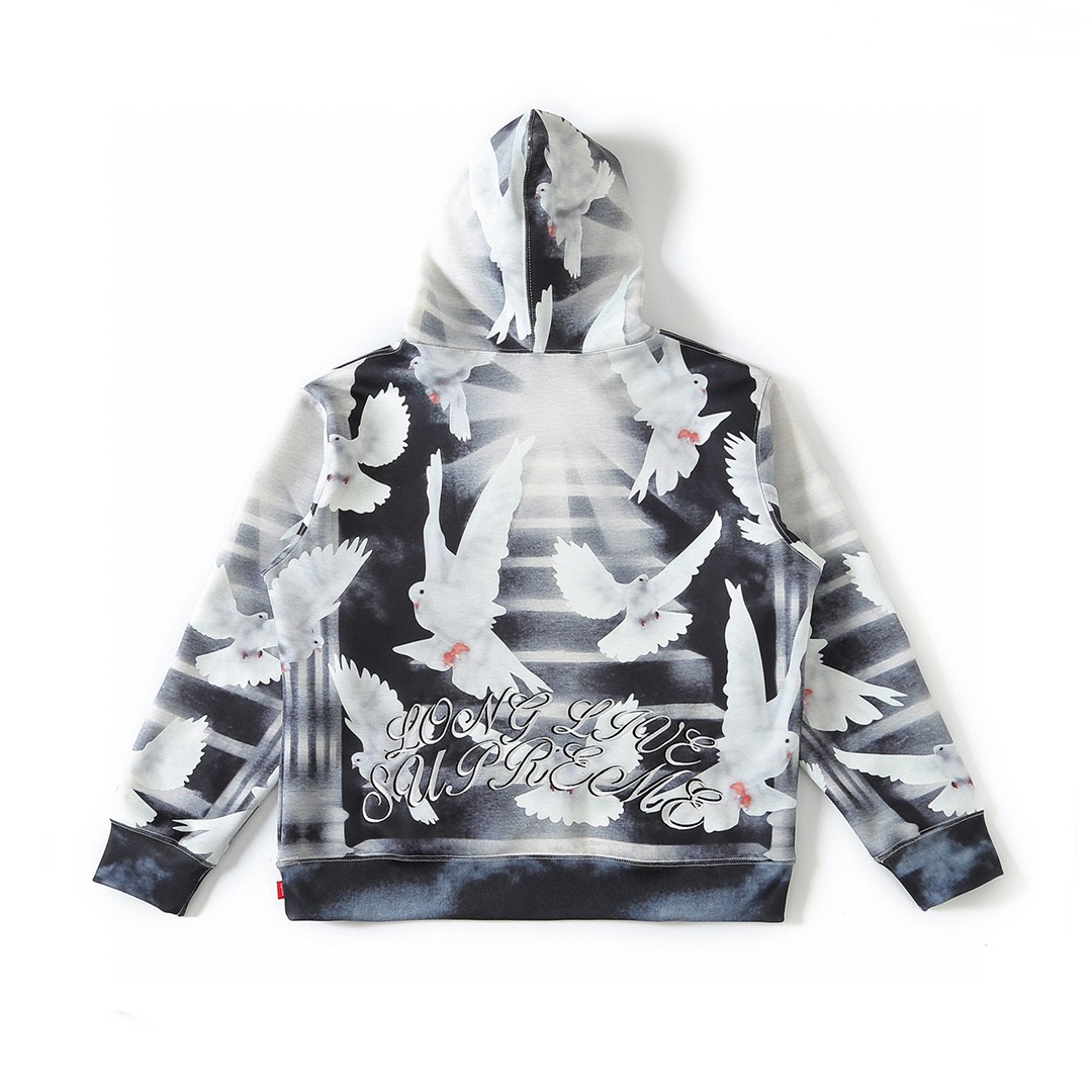 Supreme SS22 Week 2 Doves Hooded Sweatshirt 和平鸽 印花 蓝色 黑色 连帽卫衣 套头 长袖 秋冬款 男女同款 SUP-SS22-125